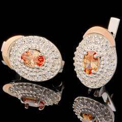 Серебряные серьги 925 пробы с золотом арт. 555с