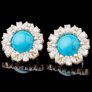 Срібні сережки з кабошоном арт. 607с