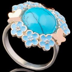 Серебряное кольцо 925 пробы с эмалью арт. 600к