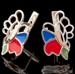 Серебряные серьги с эмалью 925 пробы  арт. 559с