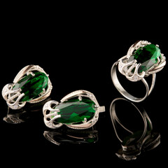 Серебряный набор 925 пробы с золотом арт. 650г