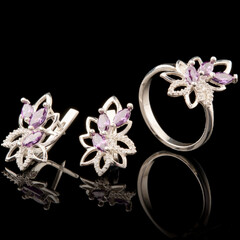 Серебряный набор с фианитами арт. 750г