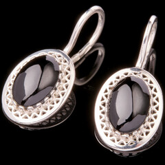 Серебряные сережки с черным камнем арт. 798с