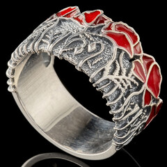 Серебряное кольцо с эмалью 925 пробы  арт. 809к