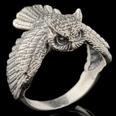 Серебряное кольцо сова 925 пробы арт. 805к